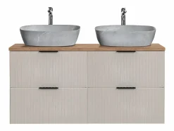 Best Mueble doble lavabo imitación piedra 120cm Adriel Cachemira y Madera Mueble De Baño Con Doble Lavabo