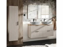 Best Mueble doble lavabo imitación piedra 120cm Adriel Cachemira y Madera Mueble De Baño Con Doble Lavabo