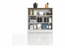 Discount Mueble estantería de cocina Sole con 3 estantes brillo y roble 90x90x25 cm Aparador De Cocina