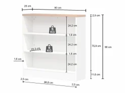 Discount Mueble estantería de cocina Sole con 3 estantes brillo y roble 90x90x25 cm Aparador De Cocina