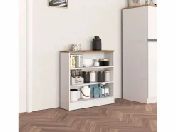 Discount Mueble estantería de cocina Sole con 3 estantes brillo y roble 90x90x25 cm Aparador De Cocina