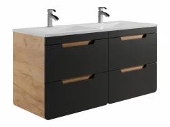 Vente-unique Mueble flotante con lavabo integrado, natural y antracita, 120 cm, ARUBA