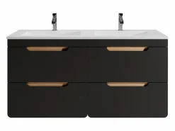 Vente-unique Mueble flotante con lavabo integrado, natural y antracita, 120 cm, ARUBA