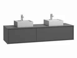 Vente-unique Mueble flotante de baño con lavabo doble, , Ancho 150 x A32 cm, ISAURE