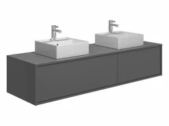 Vente-unique Mueble flotante de baño con lavabo doble, , Ancho 150 x A32 cm, ISAURE