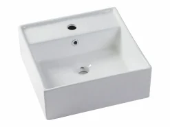 Vente-unique Mueble flotante de baño rayado con lavabo sobre encimera, L80 cm, ZILGA