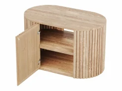 Vente-unique Mueble flotante de lavabo en teca - 90 cm - TOWARI Color natural claro
