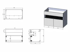 Vente-unique Mueble flotante de lavabo con LEDs, blanco y natural oscuro, L80 cm, POZEGA