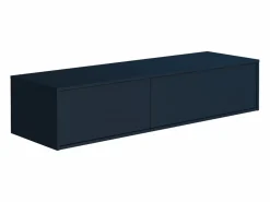 Vente-unique Mueble flotante para lavabo de baño, azul noche, Ancho 150 x Alt. 32 cm, ISAURE