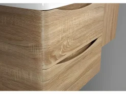 Outlet Mueble Lavabo + Lavabo Doble 120 cm MONTADO - Roble Claro PIACENZA Mueble De Baño Con Doble Lavabo