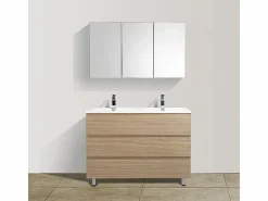 Best STANO Mueble Lavabo + Lavabo 120 cm MONTADO - Roble Claro VERONA Color natural claro