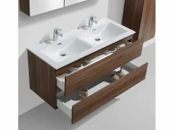 Best Mueble lavabo + lavabo 120cm MONTADO SIENA Nogal Mueble De Baño Con Doble Lavabo