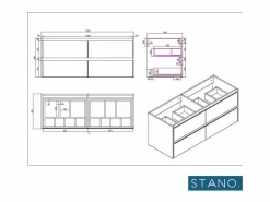 STANO Mueble lavabo + lavabo doble 120 cm FORTINA