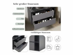 New Mueble lavabo de pared con 2 cajones y estantes - lavabo encastrado - 80 x 44 x 48,5 cm - Madera MDF - + negro Mueble De Pared Para Baño
