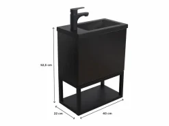 Mueble lavabo de pared NOVA de metal y madera con lavabo de resina de 40x50cm Mueble De Aseo