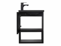Mueble lavabo de pared NOVA de metal y madera con lavabo de resina de 40x50cm Mueble De Aseo
