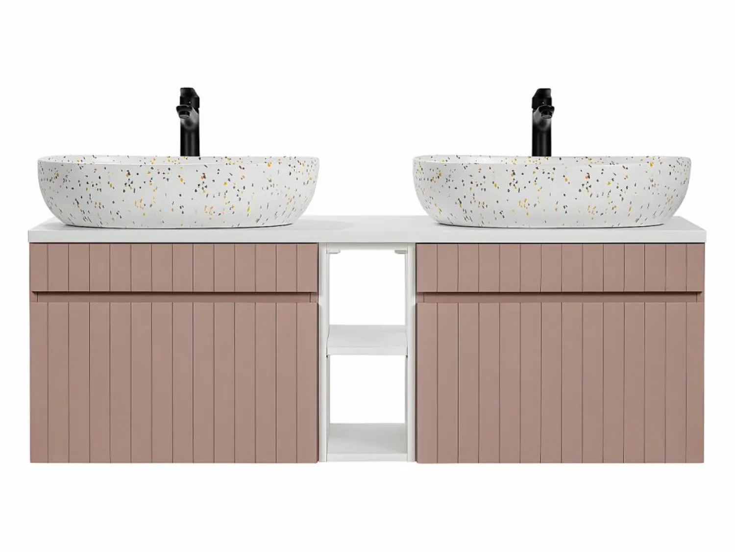 New Mueble lavabo doble 140 cm 2 nichos Zelie do y Blanco Mueble De Baño Con Doble Lavabo