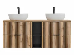 Online Mueble lavabo doble 140cm 2 nichos Gaia Madera y Mueble De Baño Con Doble Lavabo