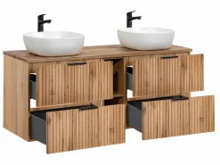 Discount Petits-Meubles Mueble lavabo doble 140cm 2 nichos Adriel Madera Color natural claro