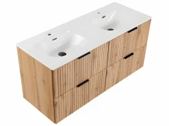 Clearance Mueble lavabo doble encastrado 120cm Adriel Madera Mueble De Baño Con Doble Lavabo