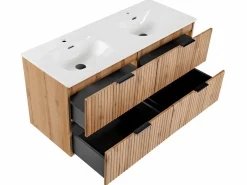 Clearance Mueble lavabo doble encastrado 120cm Adriel Madera Mueble De Baño Con Doble Lavabo