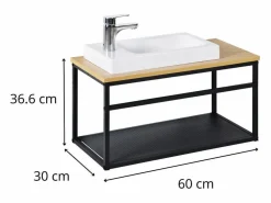 Sale Mueble lavabo grande WILO con lavabo de resina de 60 cm Mueble De Aseo