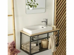 Sale Mueble lavabo grande WILO con lavabo de resina de 60 cm Mueble De Aseo