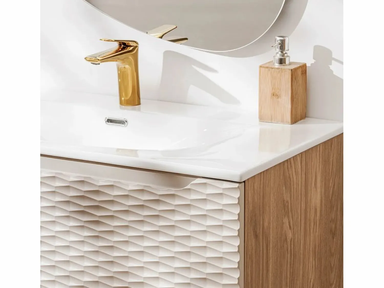 Petits-Meubles Mueble lavabo individual encastrado 60cm Elora y madera