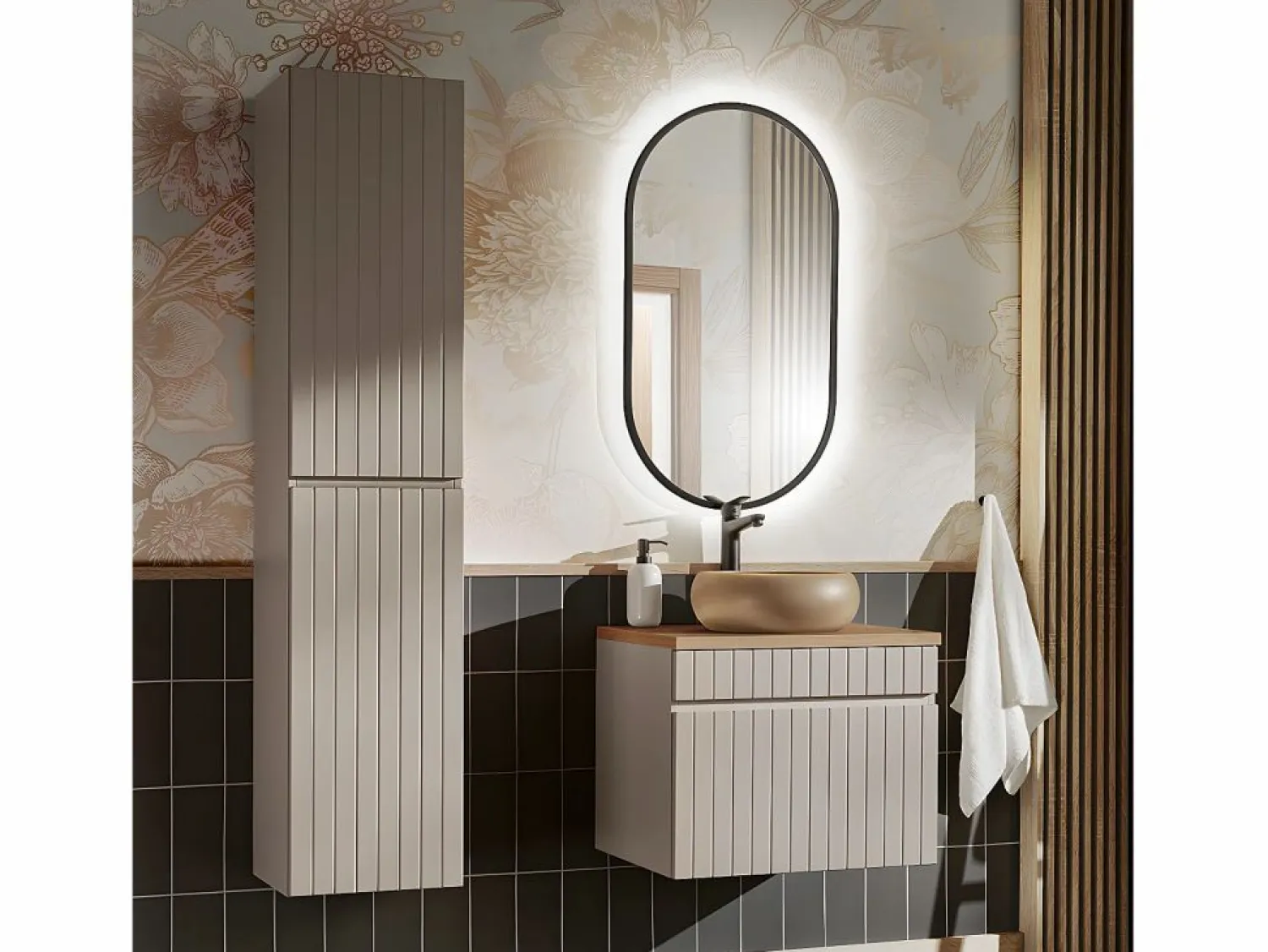 Petits-Meubles Mueble lavabo individual 60cm Zelie Cachemira y Madera
