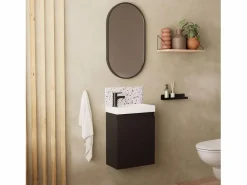 Online Mueble lavabo LISA + espejo ovalado Negro