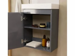 Clearance Mueble lavabo LISA + espejo + grifería Gris antracita