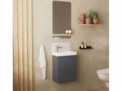 Clearance Mueble lavabo LISA + espejo + grifería Gris antracita