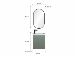 Best Mueble lavabo LISA + espejo ovalado Verde
