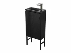 Sale Mueble lavabo sobre patas roble-carbón STUDIO Mueble De Aseo