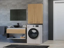 Best Mueble lavadora, 30 x 64 x 90 cm, Roble Artesanal Marru00f3n