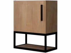 Hot Mueble lavamanos para fijar a la pared, color natural claro y negro, Ancho 40 x Alt. 52 x Prof. 22 cm, LOPENA Mueble De Aseo