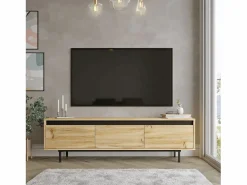 Venprodin Mueble Luvio Tv Patas De Metal 160 Cm Fieltro-Negro