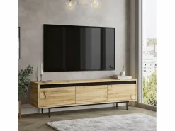 Venprodin Mueble Luvio Tv Patas De Metal 160 Cm Fieltro-Negro