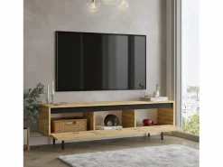 Venprodin Mueble Luvio Tv Patas De Metal 160 Cm Fieltro-Negro