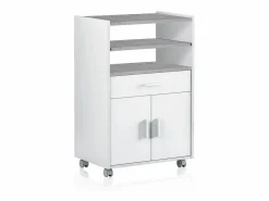 Hot duehome Mueble microondas Stella Blanco Artik (Blanco Mate) - Cemento Gris