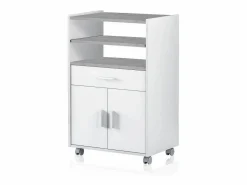 Hot duehome Mueble microondas Stella Blanco Artik (Blanco Mate) - Cemento Gris