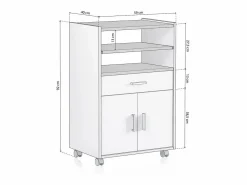 Hot duehome Mueble microondas Stella Blanco Artik (Blanco Mate) - Cemento Gris