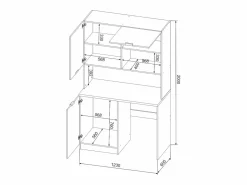 Hot Mueble multifunción - Con encimera de 120 cm - Blanco y natural - CARMEO Mueble Para Lavadora|Cocina Completa