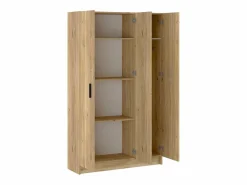 Mueble multiusos Armario Auxiliar Color Mauvella– 3 Puertas, 4 Baldas y Espacio para Escoba, Madera, Dimensiones 108x180x35 cm.