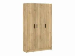 Mueble multiusos Armario Auxiliar Color Mauvella– 3 Puertas, 4 Baldas y Espacio para Escoba, Madera, Dimensiones 108x180x35 cm.