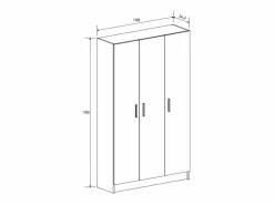 Mueble multiusos Armario Auxiliar Color Mauvella– 3 Puertas, 4 Baldas y Espacio para Escoba, Madera, Dimensiones 108x180x35 cm.