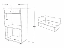 Clearance Mueble móvil de cocina haaus Arno, 1 cajón, 2 puertas, , 60 x 35 x 100 cm Blanco