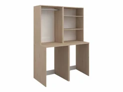 Best Mueble para 2 lavadoras perchero y estante - Natural claro - H184 x L128 cm - ERKANO Mueble Para Lavadora|Columna De Baño