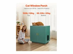 Online Mueble para Caja de Arena SucceBuy Gato Armario Esconder Casa de Baño de Gato Doble Puerta, Nicho Esconder-arena Madera con Agujeros, 80 x 50 x 79 cm Higiene Y Cuidado De Mascotas