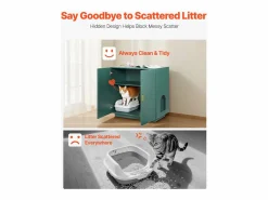 Online Mueble para Caja de Arena SucceBuy Gato Armario Esconder Casa de Baño de Gato Doble Puerta, Nicho Esconder-arena Madera con Agujeros, 80 x 50 x 79 cm Higiene Y Cuidado De Mascotas